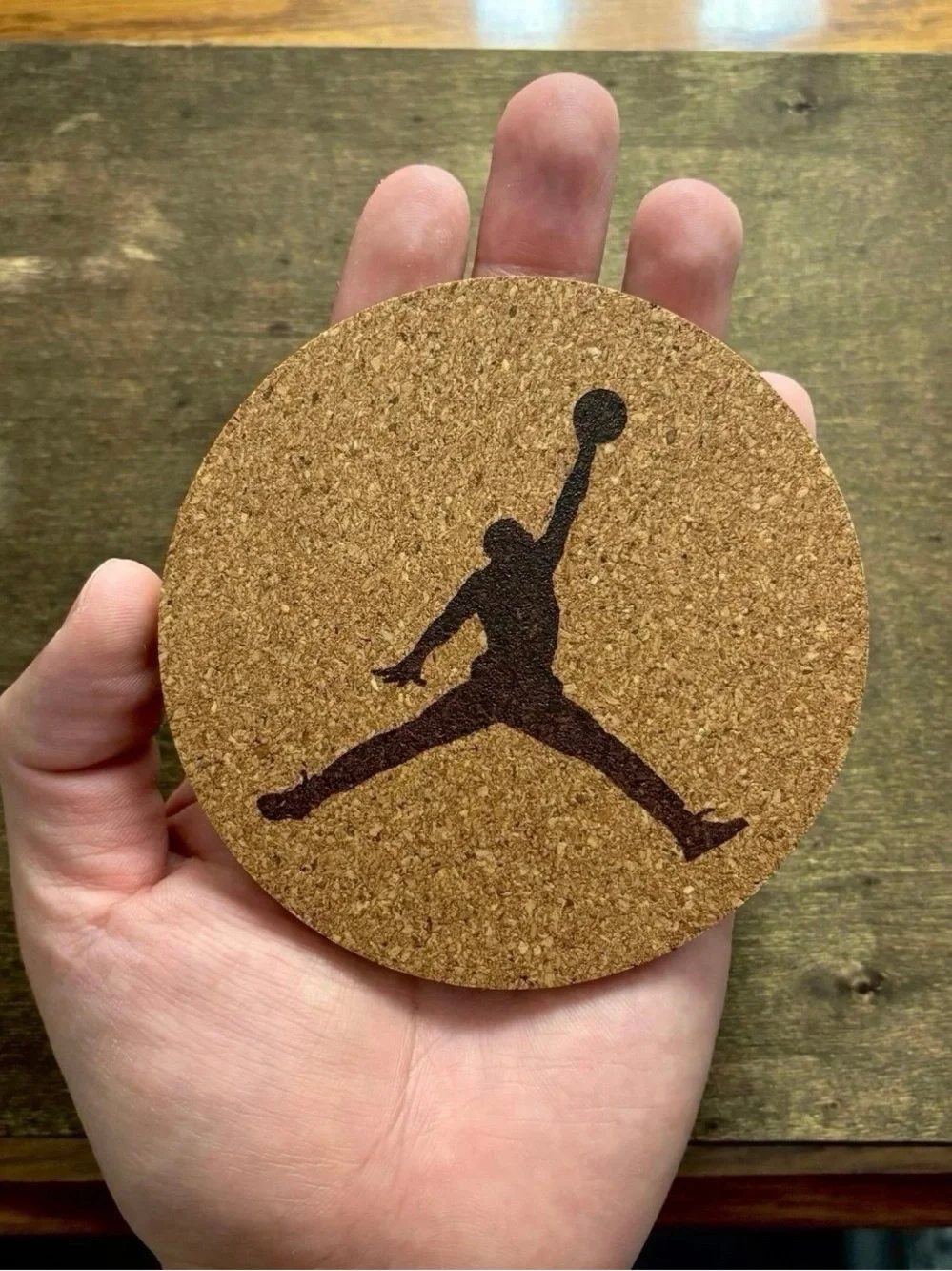 Air Jordan Silhouette Laser Engraved Cork Coaster